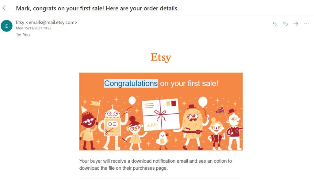 Etsy First Sale - Side Hustle